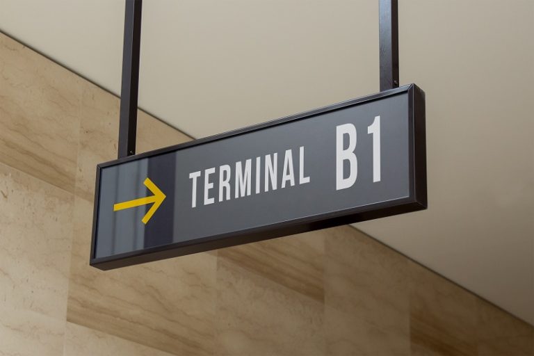 Hanging Wayfinding Ceiling Sign for Airport Terminal